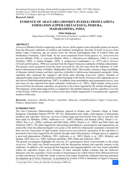 (UPPER CRETACEOUS), PISDURA, MAHARASHTRA, INDIA *Debi Mukherjee Department of Geology, University of Lucknow, Lucknow-226007, India *Author for Correspondence