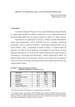 1. Introdução Concebida Na Década De 50 Para Ser a Nova Capital