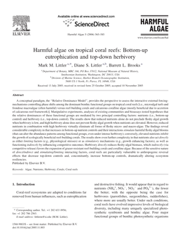 Harmful Algae on Tropical Coral Reefs: Bottom-Up Eutrophication and Top-Down Herbivory Mark M