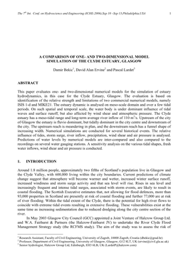 And Two-Dimensional Model Simulation of the Clyde Estuary, Glasgow