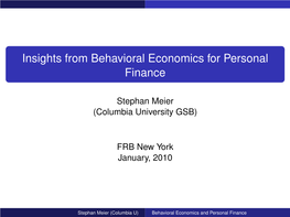 Insights from Behavioral Economics for Personal Finance