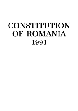 The Constitution of Romania of 1991