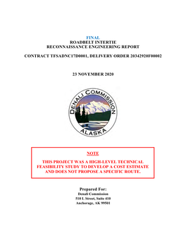 Roadbelt Intertie Reconnaissance Engineering Report