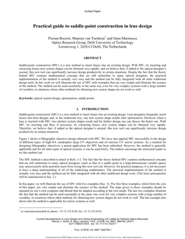 Practical Guide to Saddle-Point Construction in Lens Design