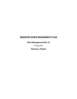 Manistee River Mangement Plan