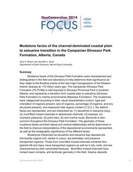 Mudstone Facies of the Channel-Dominated Coastal Plain to Estuarine Transition in the Campanian Dinosaur Park Formation, Alberta, Canada