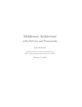 Middleware Architecture with Patterns and Frameworks