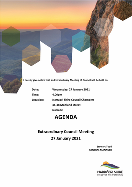 Agenda of Extraordinary Council Meeting