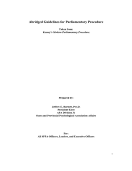 Abridged Guidelines for Parliamentary Procedure