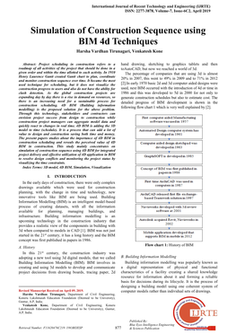 Simulation of Construction Sequence Using BIM 4D Techniques Harsha Vardhan Tirunagari, Venkatesh Kone