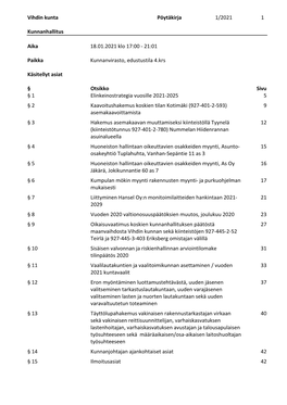 Vihdin Kunta Pöytäkirja 1/2021 1 Kunnanhallitus