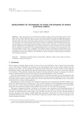 Development of Techniques to Study the Dynamic of Highly Elliptical Orbits