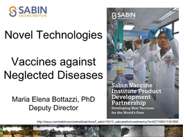 Novel Technologies Vaccines Against Neglected Diseases