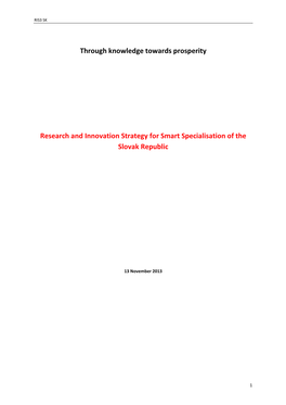 Through Knowledge Towards Prosperity Research and Innovation