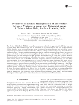 Evidences of Inclined Transpression at the Contact Between Vinjamuru Group and Udayagiri Group of Nellore Schist Belt, Andhra Pradesh, India