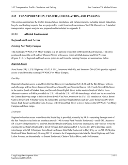 3.13 Transportation, Traffic, Circulation, and Parking San Francisco VA Medical Center