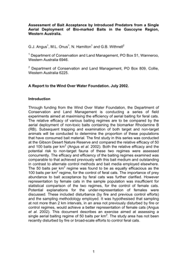 Assessment of Bait Acceptance by Introduced Predators from a Single Aerial Deployment of Bio-Marked Baits in the Gascoyne Region, Western Australia