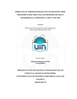 Perjuangan Tokoh Sejarah Letnan Kolonel Moh. Moeffreni Moe'mien Dalam Mempertahankan Kemerdekaan Indonesia Tahun 1945-1949