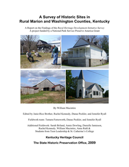 A Survey of Historic Sites in Rural Marion and Washington Counties, Kentucky