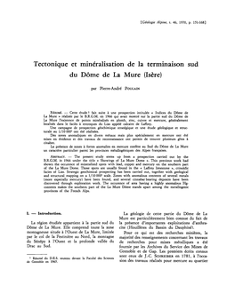 Tectonique Et Minéralisation De La Terminaison Sud Du Dôme De La Mure (Isère)