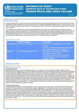 HPV Vaccine Information Sheet