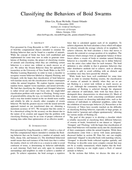 Classifying the Behaviors of Boid Swarms