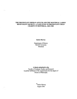 Department Ofhistory Mcgill University Montreal a Thesis Submitted to The