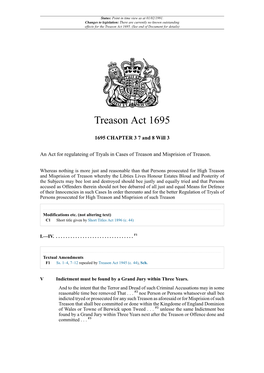Treason Act 1695