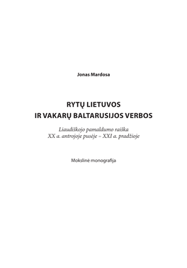 Rytų Lietuvos Ir Vakarų Baltarusijos Verbos