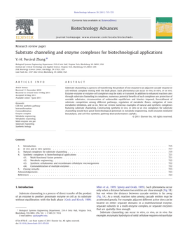 Substrate Channeling and Enzyme Complexes for Biotechnological Applications