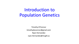 Introduction to Population Genetics