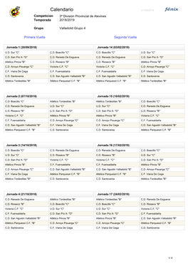 Calendario 01/08/2018 Competicion 3ª División Provincial De Alevines Temporada 2018/2019