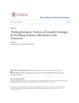 Thinking Inclusion: Analysis of Grandin's Strategies for Including