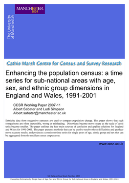 Enhancing the Population Census: a Time Series for Sub-National Areas with Age, Sex, and Ethnic Group Dimensions In