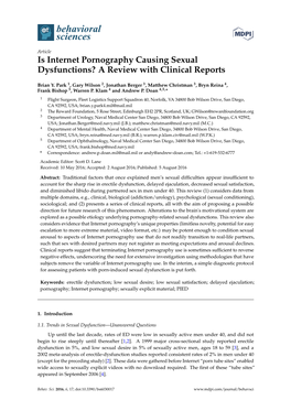 Is Internet Pornography Causing Sexual Dysfunctions? a Review with Clinical Reports