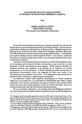 Los Adioses De Juan Carlos Onetti Por Maria Angelica