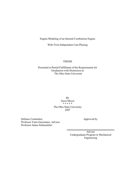 Engine Modeling of an Internal Combustion Engine