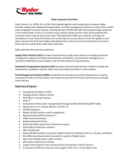 Ryder Corporate Fact Sheet