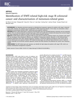 Identification of EMT-Related High-Risk Stage II Colorectal Cancer And