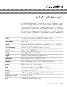 Bbbbbbbbbbbbbbb List of World Languages