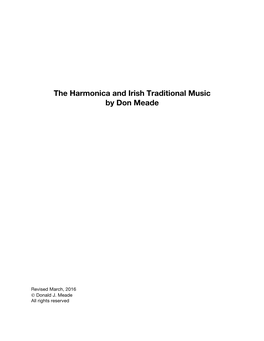 The Harmonica and Irish Traditional Music by Don Meade