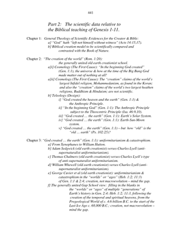 Part 2: the Scientific Data Relative to the Biblical Teaching of Genesis 1-11