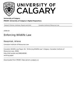 Enforcing Wildlife Law