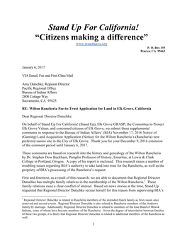 Stand up for California! “Citizens Making a Difference” P