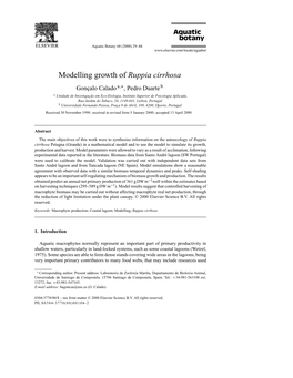 Modelling Growth of Ruppia Cirrhosa