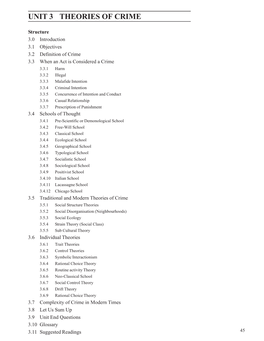 UNIT 3 THEORIES of CRIME Criminal Behaviour