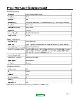 Primepcr™Assay Validation Report