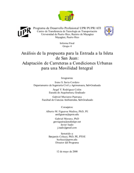 Análisis De La Propuesta Para La Entrada a La Isleta De San Juan: Adaptación De Carreteras a Condiciones Urbanas Para Una Movilidad Integral