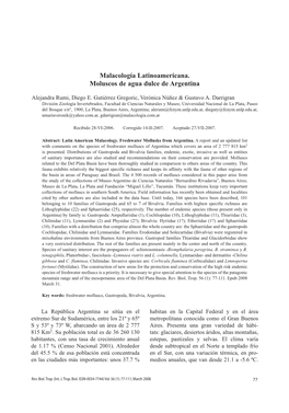 Malacología Latinoamericana. Moluscos De Agua Dulce De Argentina