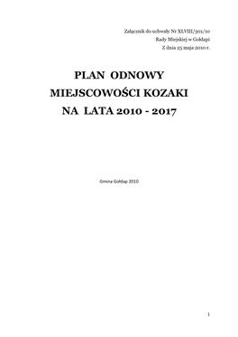 Plan Odnowy Miejscowości Kozaki Na Lata 2010 - 2017